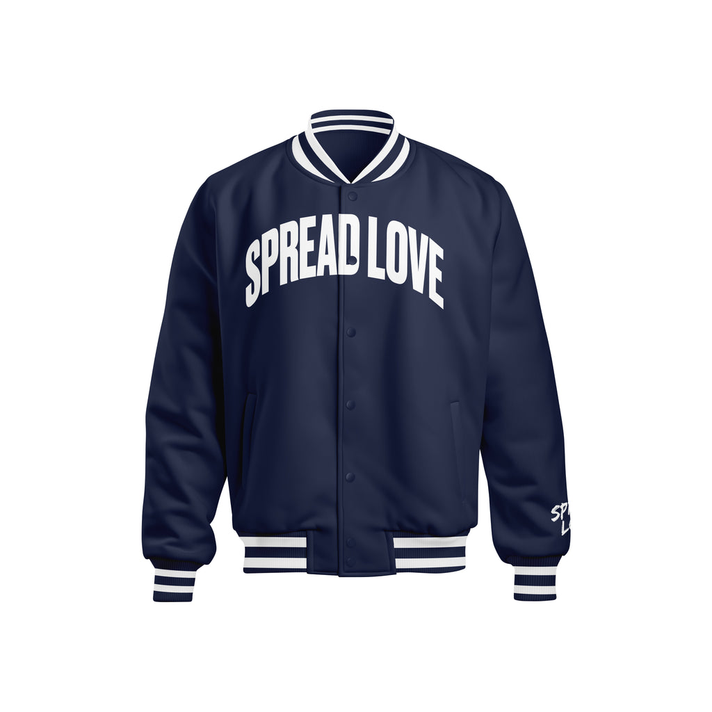 Spread Love™ Classic Bomber Jacket – “Peace & Love” Edition Navy (Pre-Order)