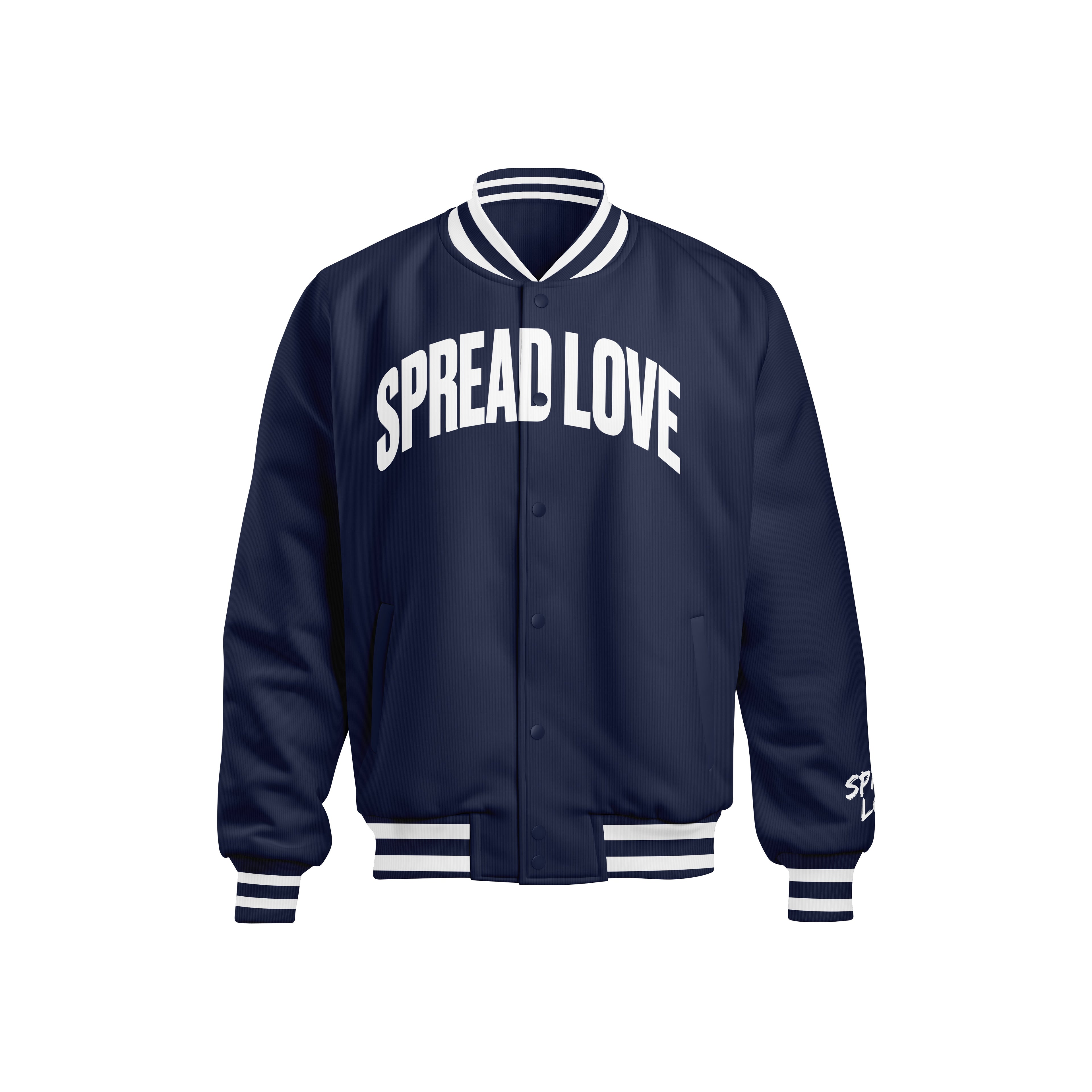 Spread Love™ Classic Bomber Jacket – “Peace & Love” Edition Navy (Pre-Order)