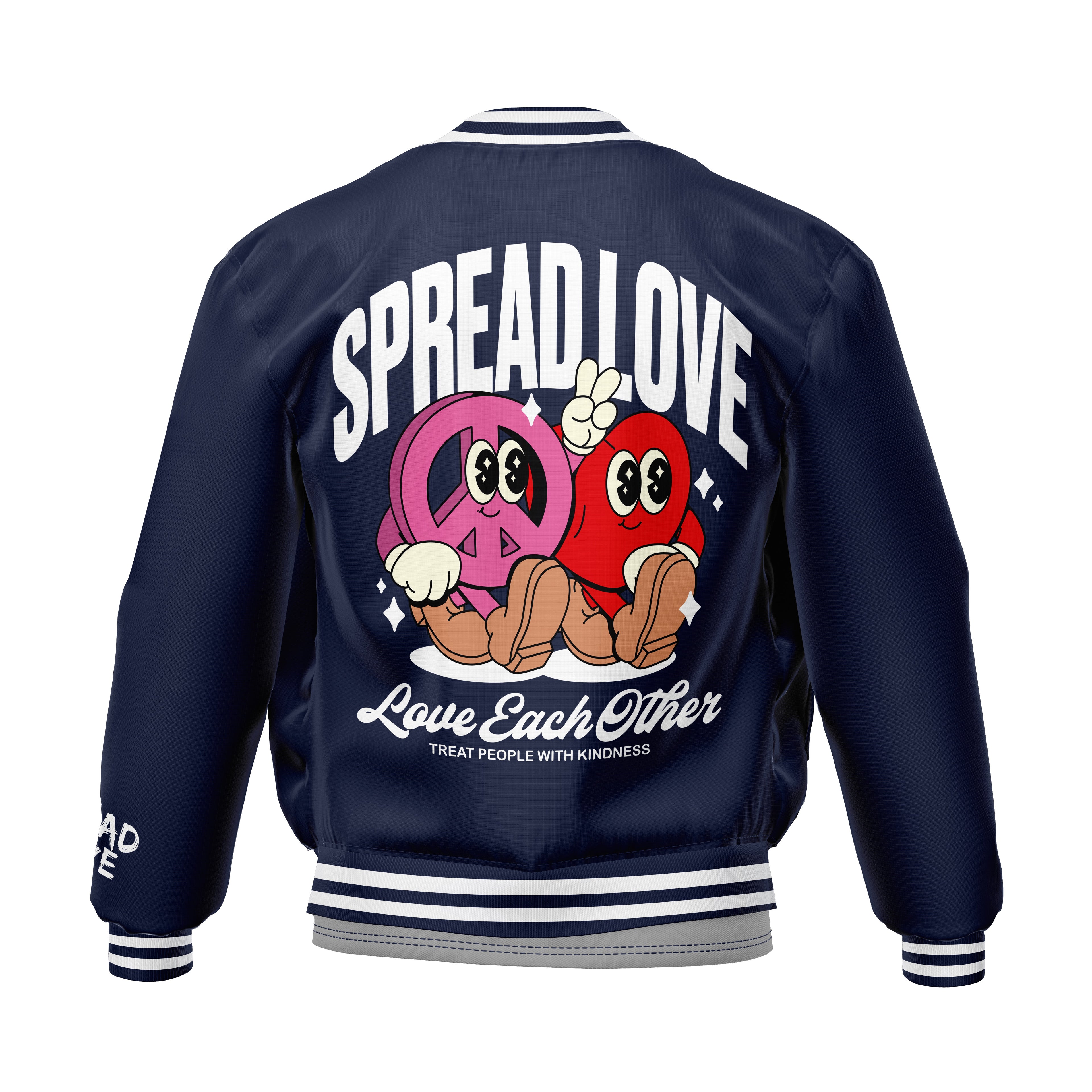 Spread Love™ Classic Bomber Jacket – “Peace & Love” Edition Navy (Pre-Order)