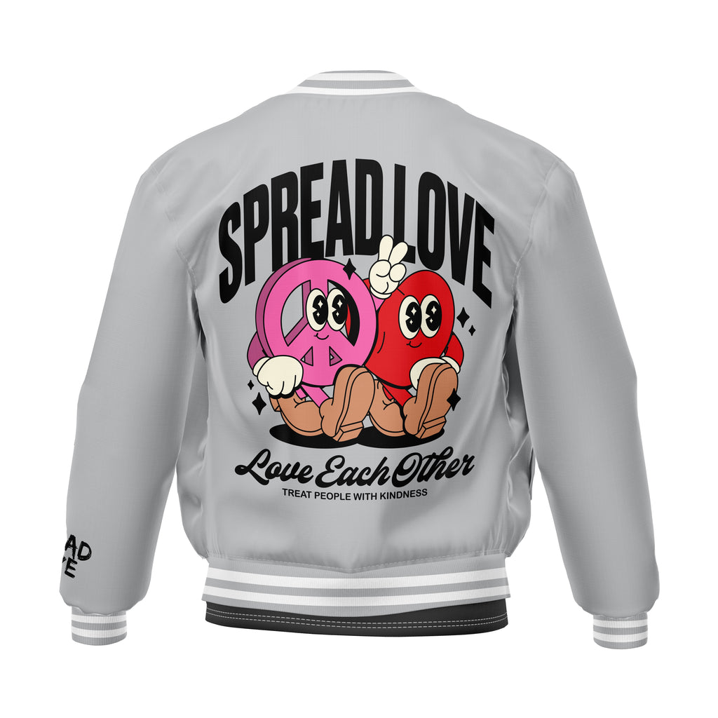 Spread Love™ Classic Bomber Jacket – “Peace & Love” Edition Silver (Pre-Order)