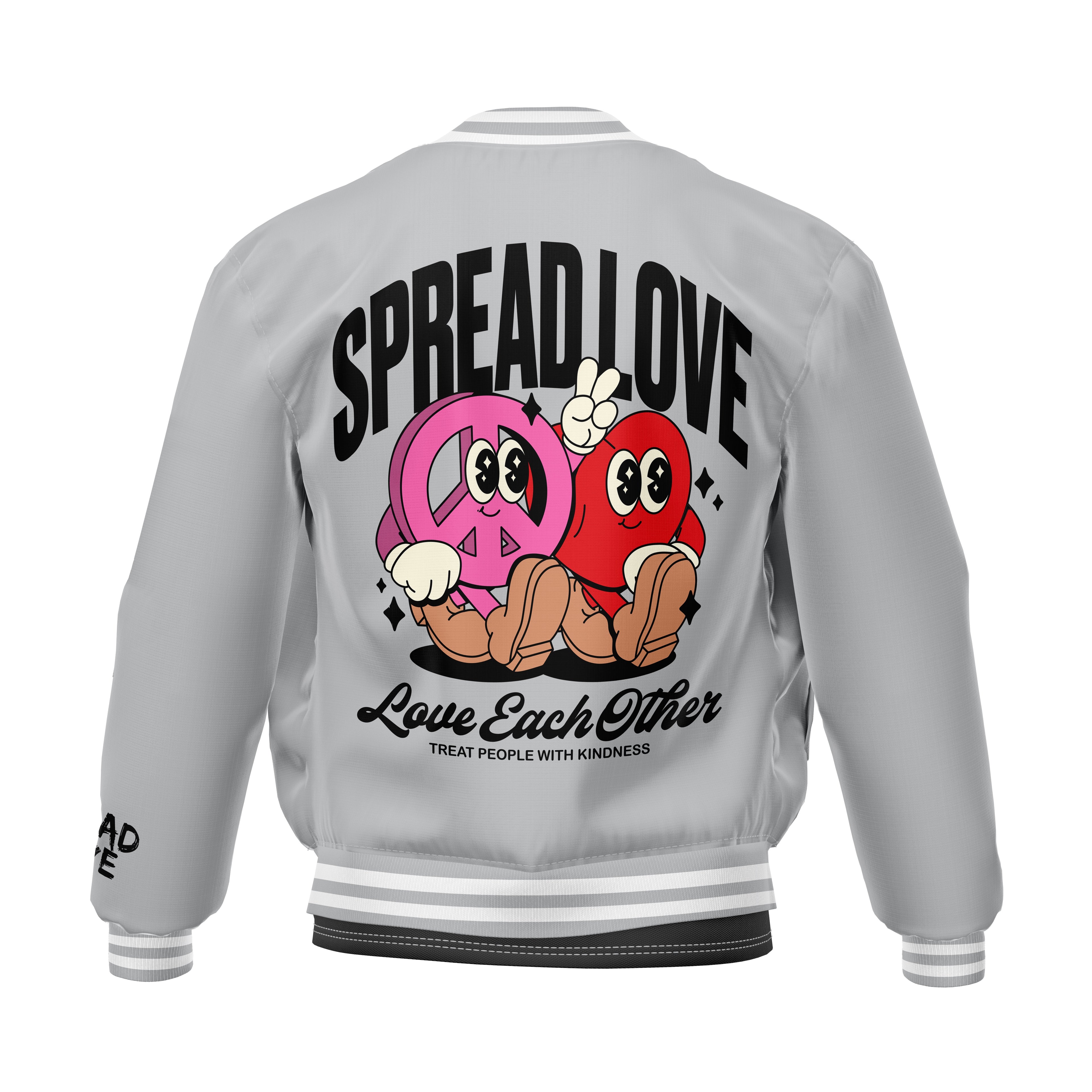 Spread Love™ Classic Bomber Jacket – “Peace & Love” Edition Silver (Pre-Order)